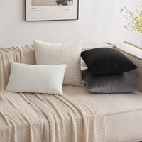 1 x RAW Customer Returns MIULEE Set of 2 VELVET cushion covers, decorative decorative cushions, sofa cushions, lumbar cushions, throw cushion covers with hidden zip, sofa, bedroom, 18 x 18 inches, 45 x 45 cm, cream white - RRP €16.99