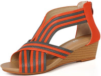 1 x RAW Customer Returns Hsyooes Platform Sandals Women s Sandals with Wedge Heel Bohemia Sandals Elegant Roman Sandals Boho Shoes Casual Beach Summer,Orange C,EU 36 Manufacturer37 - RRP €60.0