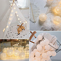 1 x RAW Customer Returns Ciskotu LED fairy lights cotton balls with plug, 3.8m 20 cotton ball fairy lights balls night light for Christmas, wedding, party, room, dorm, indoor decoration - RRP €18.65