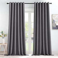 1 x RAW Customer Returns KGORGE thermal curtains for large windows, gray, opaque eyelet curtain, set of 2, 245 x 200 cm H x W , living room curtains, heat-insulating blackout curtain, grey - RRP €57.43