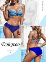 1 x RAW Customer Returns Dokotoo Women s Bikini Set Push Up Bikinis Sexy Crossover Bikini Sets Two Piece Swimsuit Swimwear, Sky Blue, XXL - RRP €40.33