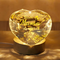 1 x Brand New Otuuz Gifts for Best Grandma, 8 x 8 cm Engraved Crystal Heart Shape with Text Beste Oma Der Welt and Round LED Base Gift Ideas for Christmas Birthday Ornament, Gold - RRP €19.2