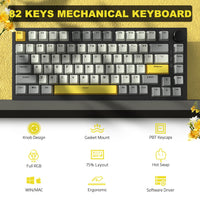 1 x RAW Customer Returns AJAZZ AK820 75 TKL Wired Mechanical Keyboard, Hot Swap Linear Switch, Gasket Mount, RGB Lighting, 82 Keys with CNC Volume Control, Poron Foam, OEM PBT Keycaps for PC Win MAC - Gray - RRP €59.78