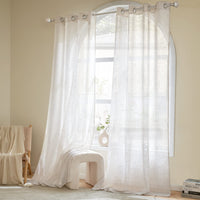 1 x RAW Customer Returns Woaboy 2 Pieces Translucent Linen Curtains Modern Decorative Eyelet Curtains for Living Room and Bedroom 140x260cm Bleached White - RRP €41.99