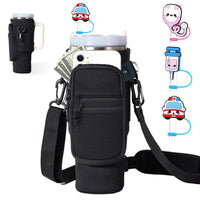 1 x RAW Customer Returns HIQE-FL Water Bottle Carrying Case, Carrying Case for Stanley Cup 40oz, Water Bottle Bag with Pocket, Adjustable Shoulder Strap, Straw Cover, Cup Accessories, for Camping Hiking Cycling - RRP €14.11