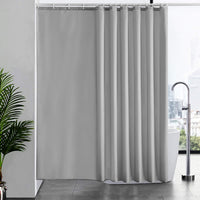 1 x RAW Customer Returns Furlinic grey shower curtain extra long, anti-mould bath curtain for shower and bathtub in the bathroom, textile curtains made of antibacterial waterproof fabric, extra wide 244x200cm with 16 hooks. - RRP €20.99