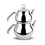 1 x RAW Customer Returns DESTALYA Turkish Teapot Set, Stainless Steel Double Teapots for Stove Top Tea Maker with Handle Samovar Style Self-Heating Tea Kettle Water Warmer, Caydanl k Tak m Midi Metal  - RRP €47.99