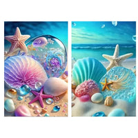 1 x Brand New 2pcs 5d Diamond Painting Beach Shell Diamond Painting Diamond Painting Accessories Set Love Butterfly Starfish Beach Sea Landscape Diy Living Room Decoration Diamond Painting, 30 x 40 cm C  - RRP €20.4