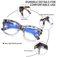 1 x RAW Customer Returns JM 3 Pack Square Reading Glasses For Women Men, Oprah Oversized Reading Glasses with Blue Light Blocking 1.0 - RRP €19.5