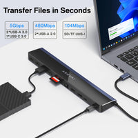 1 x RAW Customer Returns USB C Docking Station Dual Monitor 4K 60Hz - 12-in-1 Laptop Docking Station with 2 HDMI 3.0, 100W PD, 6 USB, SD TF, Ethernet, Thunderbolt 3 4 Hub for Windows Lenovo Dell HP ASUS Surface etc. - RRP €79.99