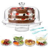 1 x RAW Customer Returns MASTERTOP Transparent Cake Bell Plastic Cake Stand with Dome Cake Bell with Multifunction Reversible Tray, Round Cake Box with Lid for Pastry Dessert - RRP €31.89