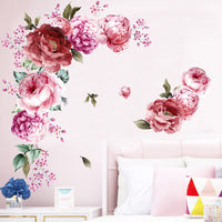 1 x RAW Customer Returns Wall Sticker Peony Rose Flowers Wall Decoration, Waterproof DIY Large Wall Sticker, Giyiprpi Wall Decoration Living Room Bedroom Kitchen Furniture Sticker A  - RRP €14.99