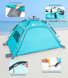 1 x RAW Customer Returns Dewur Beach Shelter 2-4 Person Pop Up Beach Tent UPF 50 UV Sun Protection Waterproof for Family Beach Camping Garden, Blue - RRP €60.49