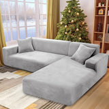 1 x RAW Customer Returns NAKIHOUSE Thick Velvet Sofa Cover with One Pillowcase, Super Soft Elastic Sofa Cover in Silver Grey Color for 1 2 3 4 Seater L-shaped corner sofa requires two  - RRP €34.27