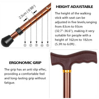 1 x RAW Customer Returns Walking Stick with Seat for Men 136kg Capacity, LINGTHIN Large Seat Board Height Adjustable Foldable Perch, Cane and Stool Dual-use for Elderly Men, Disabled and Recovering People. - RRP €54.44