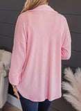 1 x RAW Customer Returns Dokotoo Women s V-Neck 3 4 Sleeve Oversized Casual Button Down Shirt Ribbed Knit Shirt Sizes S-XXL Pink A S - RRP €24.0