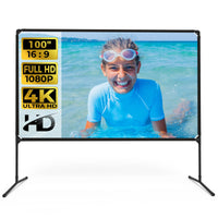 1 x RAW Customer Returns Projector Screen with Stand, 100 Inch Outdoor Projector Screen and Stand, Thick Outdoor Movie Screen with No Wrinkles and Sturdy Frame for Home Theater - RRP €77.45