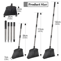 1 x RAW Customer Returns Masthome Broom with Handle, Street Broom with 142 cm Stainless Steel Long Handle, Width 35 cm Stiff Bristles Industrial Broom for Cleaning Streets, Outdoor Yard, Terraces, Piazza - Black - RRP €22.69