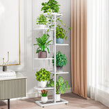 1 x RAW Customer Returns VASZOLA Metal Flower Shelf 7 Tiers 8 Pots, Multi-Tier Flower Stand, Flower Bench, Plant Stairs, Standing Shelf, Shelf for Indoor, Balcony, Decoration White  - RRP €54.99