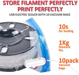 1 x RAW Customer Returns USB pump, 3D filament storage, with 10 single roll filament vacuum bags 30 34cm  - RRP €18.88