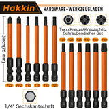 1 x RAW Customer Returns Hakkin 12 piece Torx bits set, 1 4 Phillips Pozidriv screwdriver 75mm long bit set for cordless screwdriver PZ2 PH2 T10 T15 T20 T25 T30 T40 S2 impact wrench screwdriver set - RRP €12.6