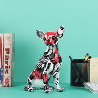 1 x RAW Customer Returns XIAOMAG Creative Graffiti Chihuahua Dog Statue Sculpture Ornament Living Room Decoration Entranceway Wine Cabinet Office Decoration Resin Crafts Graffiti Black  - RRP €35.7