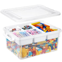 1 x RAW Customer Returns Greentainer storage boxes with lid for building blocks, tools, crafts, colored pencils, stackable boxes, toy storage box made of plastic with removable tray, craft storage box - RRP €29.99