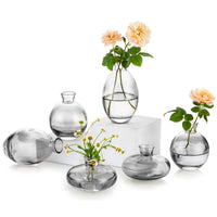 3 x Brand New Small Vases For Table Decoration Vintage Handmade, 2 Sets 6 Pieces Gold Rim Mini Vase Glass Flower Vase Modern Set Various Sizes Slim Hydroponic Glass Vase For Flower Decoration Wedding Living Room - RRP €84.75