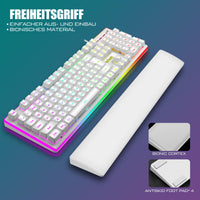 1 x RAW Customer Returns RedThunder K10 Gaming Keyboard and Mouse Set, QWERTZ DE Layout, Metal Plate and Palm Rest, RGB Backlight - and 7D with Ergonomic - for PC Mac Gamer White  - RRP €67.99