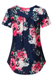 7 x Brand New Bequemer Laden Women s Casual T-Shirt Short Sleeve V-Neck Button Down Blouse Long Shirt Elegant Plain Floral Tunic Tops Top Shirt Summer Spring, Y-Navy, XL - RRP €162.26