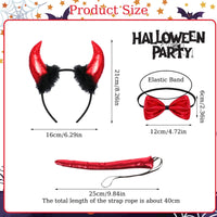 13 x Brand New IWTBNOA 3pcs Devil Horns Costume Set, Devil Costume Women, Devil Horns Headband, Halloween Costume Women Devil with Bow Tie, Devil Tail and Devil Horn, for Adults Carnival Masquerade Cosplay - RRP €78.52