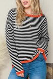 1 x RAW Customer Returns Byoauo Women s Pullover Tops Casual Crew Neck Striped Shirt Knitted Sweater Tops Long Sleeve Shirt - RRP €26.21