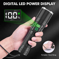 1 x RAW Customer Returns GEARLITE LED flashlight rechargeable, 20,000 lumens LED flashlights extremely bright with holster 5 modes, IP65 waterproof hand lamp zoomable for camping emergencies outdoor gift - RRP €17.14