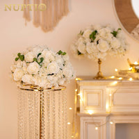 1 x RAW Customer Returns NUPTIO Flower Ball Arrangement Bouquet 2 Pieces 40 cm Diameter White Fake Flowers Roses Balls for Centerpieces Tables Large Artificial Rose Bouquet for Wedding Decorations - RRP €48.98