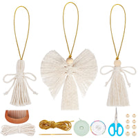 1 x Brand New INFUNLY 6 Set DIY Macrame Angels Kit Mini Macrame Wall Hanging Boho Xmas Macrame Ornaments 3 Styles Handmade Woven Decoration For Christmas Birthday Wedding Party Living Room Dorm - RRP €20.4