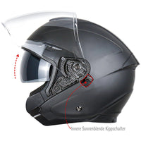 1 x RAW Customer Returns NENKI jet helmets, half helmets, scooter helmet, crash helmet, chopper helmet, motorcycle helmet ECE 22.06 with double visor sun visor for women, men, adults - RRP €107.18