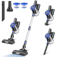 1 x RAW Customer Returns EICOBOT Cordless Vacuum Cleaner, 20000PA Powerful Cordless Electric Broom 6 in 1, 35 minutes of autonomy, 1.5 l dust container, with LED, Lightweight vacuum cleaner for the home, Blue Black - RRP €68.84