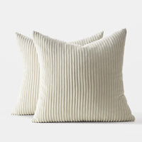 1 x RAW Customer Returns Topfinel set of 2 cushion covers 60 x 60 cream corduroy striped pattern cushion covers cushion cover decorative cushion sofa cushion couch cushion decorative cushion cover decorative cushion covers living room - RRP €21.92