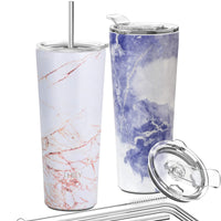 1 x RAW Customer Returns Stainless Steel Vacuum Insulated Mug - THILY 780ml Triple Insulated Travel Mug with Splashproof Lid for Iced Coffee and Hot Drinks, 2 Pack, Golden Marble Blue Marble - RRP €39.98