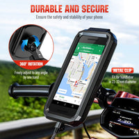 1 x RAW Customer Returns LUROON Universal Waterproof Motorcycle Bicycle Mobile Holder Sensitive Touch Screen 360 Rotation Anti Vibration Motorcycle Bike Mounts for Smartphones and Other 4.5-6.1 Mobile Phones Black, S  - RRP €24.99