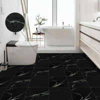 6 x Brand New Elffloor PVC floor covering self-adhesive, floor tiles self-adhesive bathroom vinyl floor self-adhesive for kitchen living room bedroom waterproof adhesive tiles marble effect black 30 x 30 cm 10 pieces 1 mm - RRP €162.6