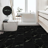 9 x Brand New Elffloor PVC floor covering self-adhesive, floor tiles self-adhesive bathroom vinyl floor self-adhesive for kitchen living room bedroom waterproof adhesive tiles marble effect black 30 x 30 cm 10 pieces 1 mm - RRP €243.9