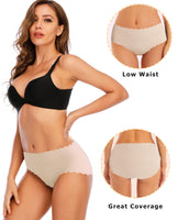 1 x Brand New Donpapa Women s Invisible Panties Seamless Briefs Pack Silk Flesh Underwear Microfiber Shorties Stretch Bikini Panty Wave Beige M - RRP €26.99