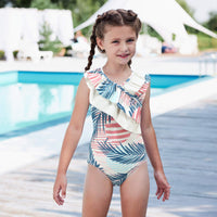 1 x RAW Customer Returns Aisyee Swimsuit Girls Children s One-Piece Swimwear Hawaiian Ruffle Floral Swimming Suit Girls Swimwear 158 164 15-16 Years - RRP €26.21