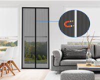 1 x RAW Customer Returns DIKER fly screen magnet door, balcony door insect protection fly curtain magnetic door, insect protection curtain door patio door, insect screen slatted curtain magnetic curtain 180 x 220cm, black  - RRP €31.99