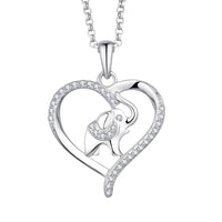 3 x Brand New JO WISDOM Colliers Heart in Silver 925 1000 for Women, Pendent Elephant Animal Amulette Chance with Chain with 3A Oxyde Zircon - RRP €117.42