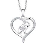 3 x Brand New JO WISDOM Colliers Heart in Silver 925 1000 for Women, Pendent Elephant Animal Amulette Chance with Chain with 3A Oxyde Zircon - RRP €117.42