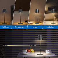 1 x RAW Customer Returns GGII Table Lamp Wireless, Dimmable LED Battery Table Lamp Made of Aluminum, IP54 Waterproof, Battery Table Lamp Rechargeable for Restaurant Bar Terrace Bedroom Camping - RRP €46.99