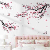 1 x RAW Customer Returns decalmile Wall sticker flowers pink tree branch wall sticker flowers flowers pink wall sticker living room bedroom sofa background wall decoration - RRP €15.12