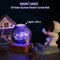 1 x RAW Customer Returns Coomir 3D Crystal Ball Night Light, USB 3D Solar System Planets Crystal Ball Night Light, 3D Laser Engraving Process LED Ball Lamp, With Wooden Base, Bedside Lamp Crystal Ball Decorative Light - RRP €14.11